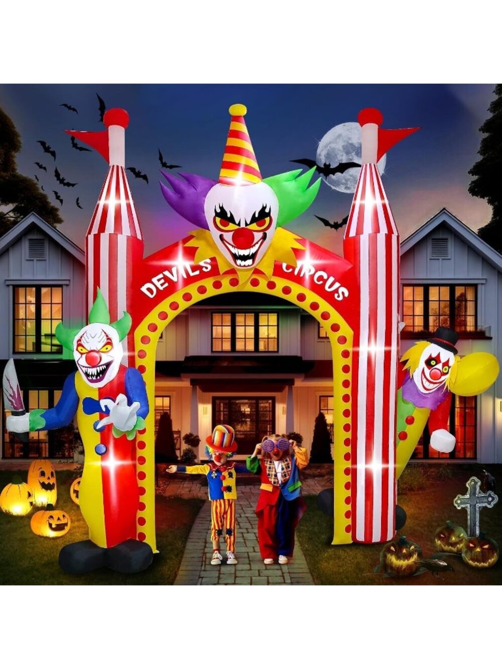 12.5 FT Halloween Inflatables Clown Music Giant Pumpkin Scarecrow Inflatable